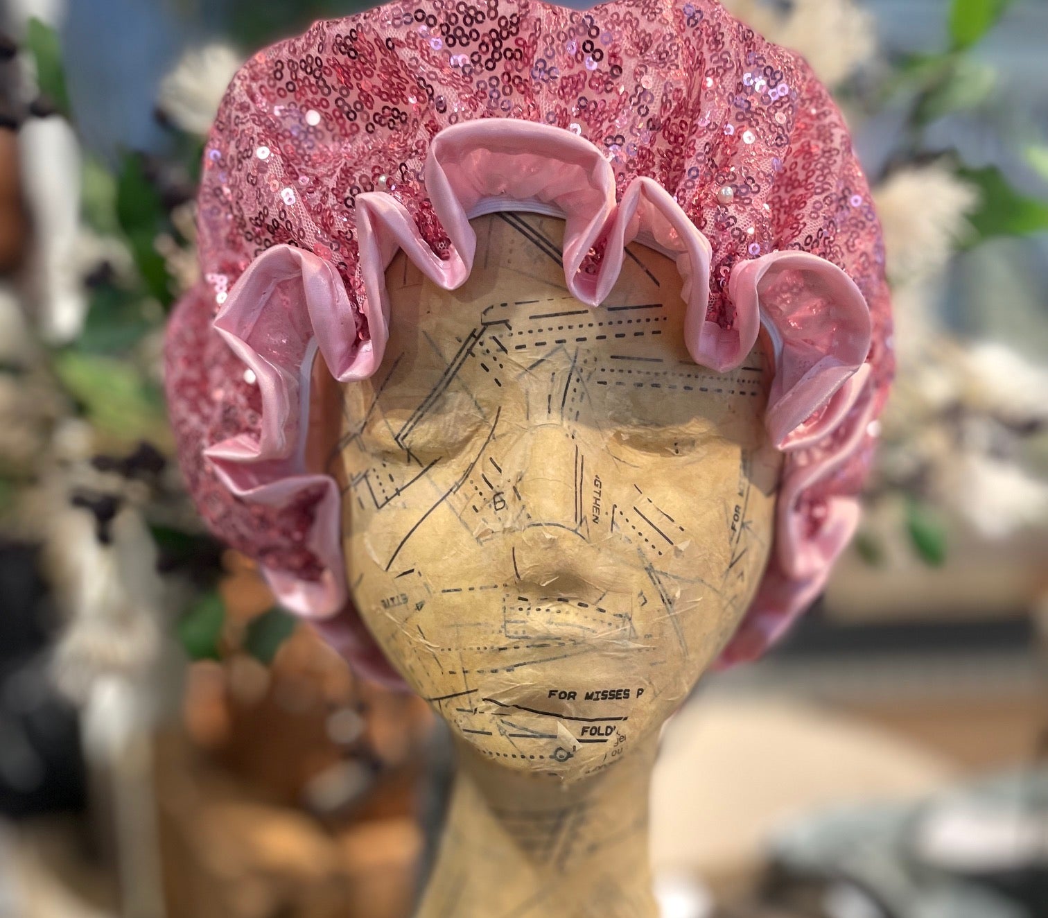 Rose Sequined Shower Cap