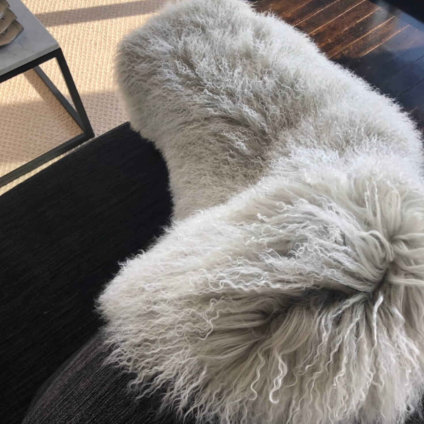 Mongolian Sheepskin Grey with Snow Tips
