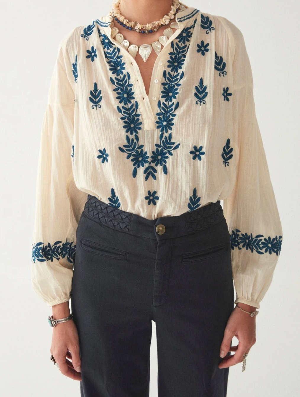 Maison Hotel  Lina Blouse - Caribe Blue.  On Sale