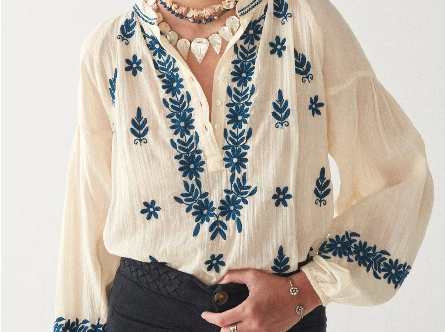 Maison Hotel  Lina Blouse - Caribe Blue.  On Sale