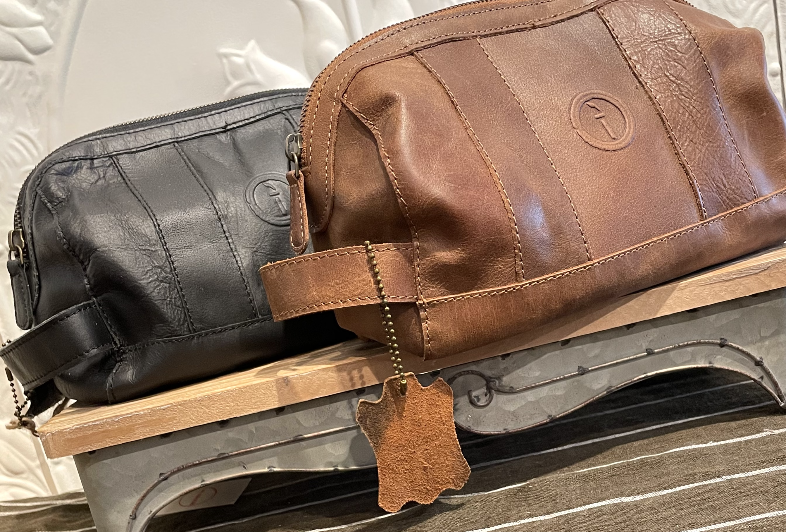 leather toiletries bag