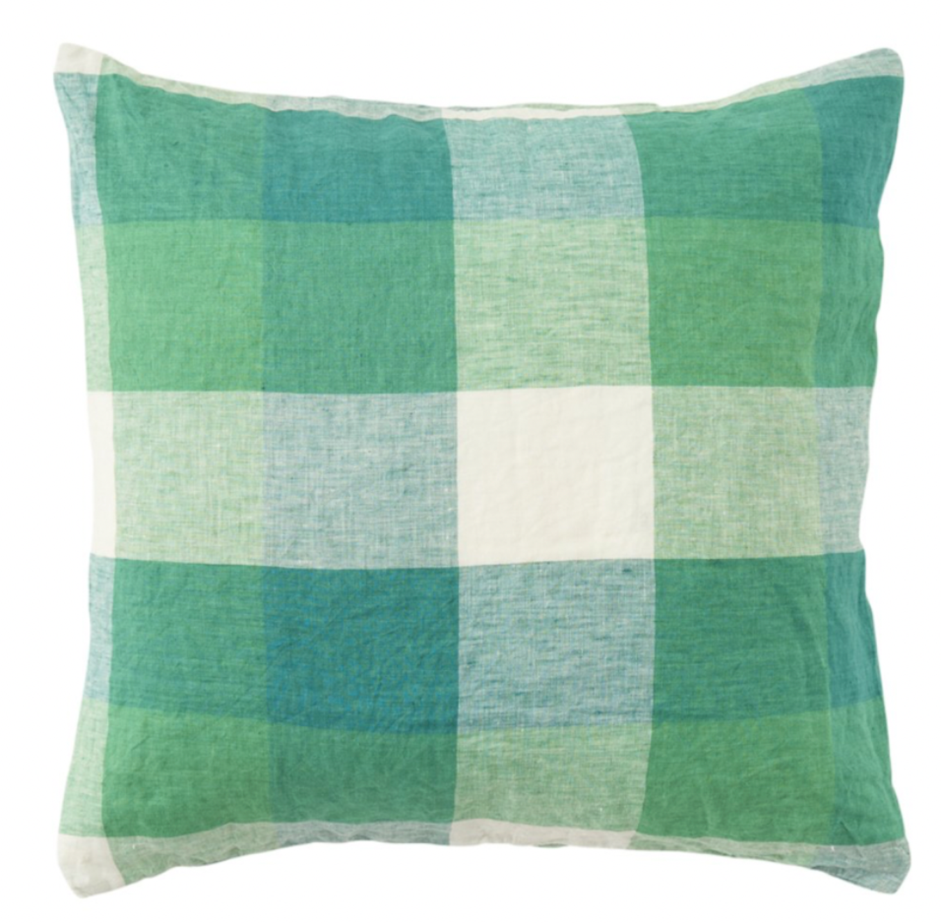 Society of Wanderers ~ Apple Green check cushion cover